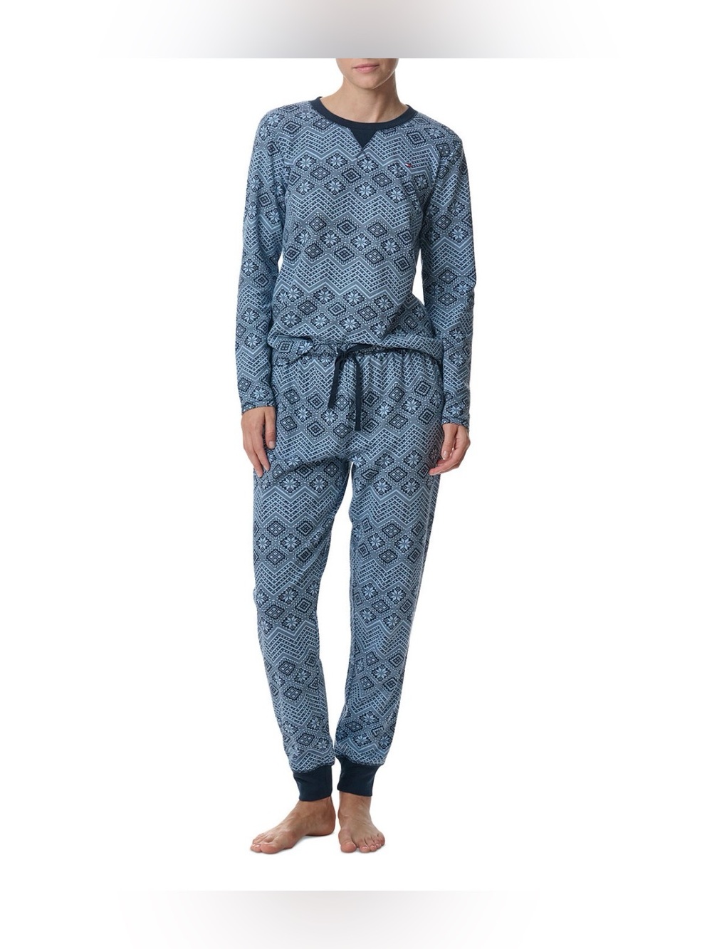 Tommy Hilfiger Navy and Light Blue Geometric Sleep Top